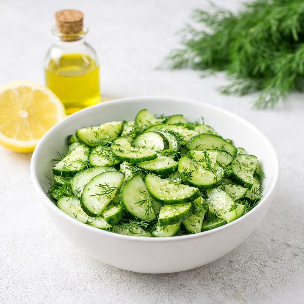 Sałatka ogórkowa z koperkiem i oliwą z oliwek