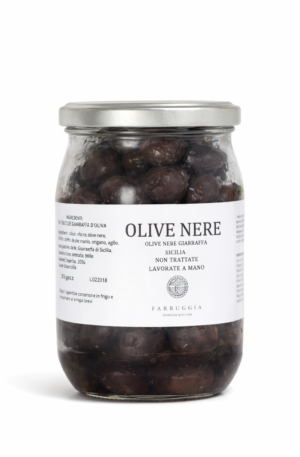 Czarne oliwki z Sycylii Olive Nere słoik Farruggia
