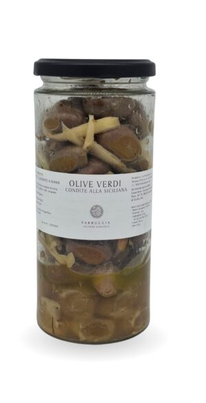 Zielone oliwki sycylijskie z cebulką – słoik 400 ml