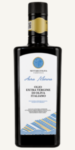 Oliwa extra vergine Aura Marina z Sycylii w czarnej butelce